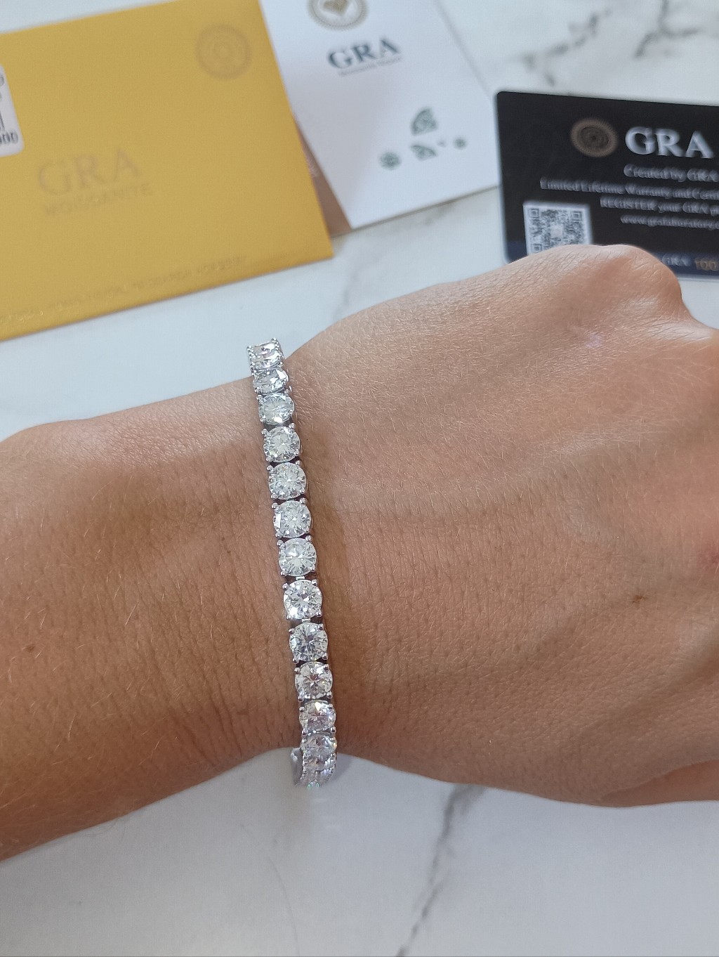 New Huge Moissanite Diamond Tennis Bracelet 5mm 7 Inch 925 Brilliant Round Cut
